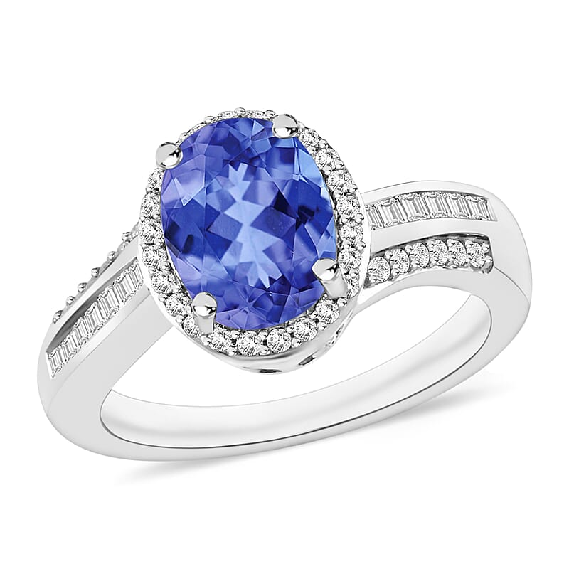 Luxoro Premium Tanzanite and G-H I1 Diamond 2.28 ctw Ring in 14K White Gold (Size 10.0) 6 Grams