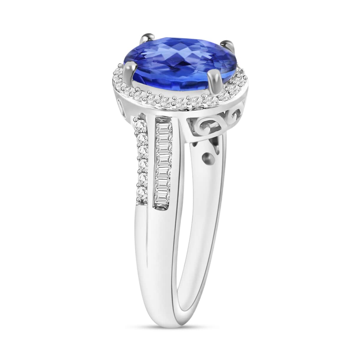 Luxoro Premium Tanzanite and G-H I1 Diamond 2.28 ctw Ring in 14K White Gold (Size 10.0) image number 2