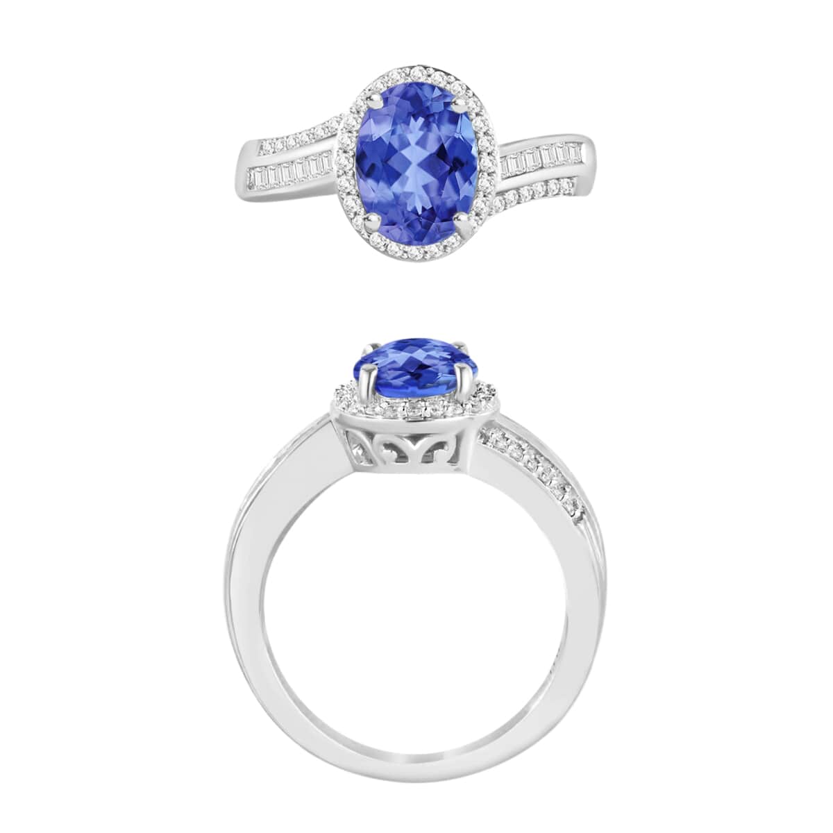 Luxoro Premium Tanzanite and G-H I1 Diamond 2.28 ctw Ring in 14K White Gold (Size 10.0) image number 3