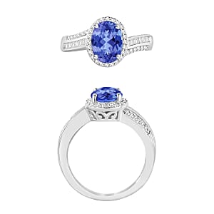 Luxoro Premium Tanzanite and G-H I1 Diamond 2.28 ctw Ring in 14K White Gold (Size 10.0) (Del. in 10-12 Days)