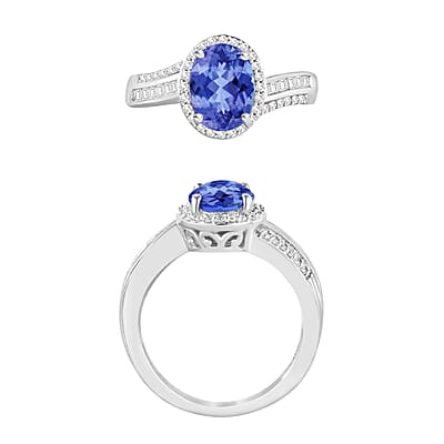 Luxoro Premium Tanzanite and G-H I1 Diamond 2.28 ctw Ring in 14K White Gold (Size 10.0) 6 Grams