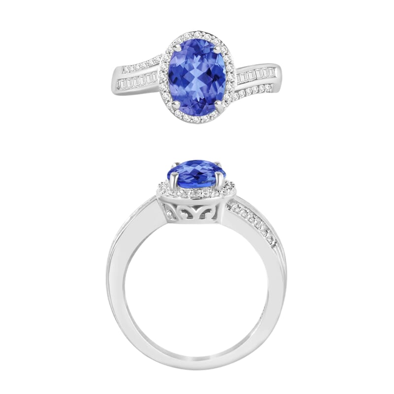 Luxoro Premium Tanzanite and G-H I1 Diamond 2.28 ctw Ring in 14K White Gold (Size 10.0) 6 Grams