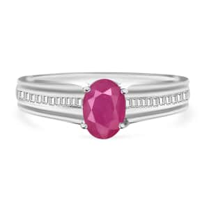 Iliana AAA Mozambique Ruby and G-H SI Diamond 1.30 ctw Ring in 18K White Gold (Size 10.5) 4.65 Grams