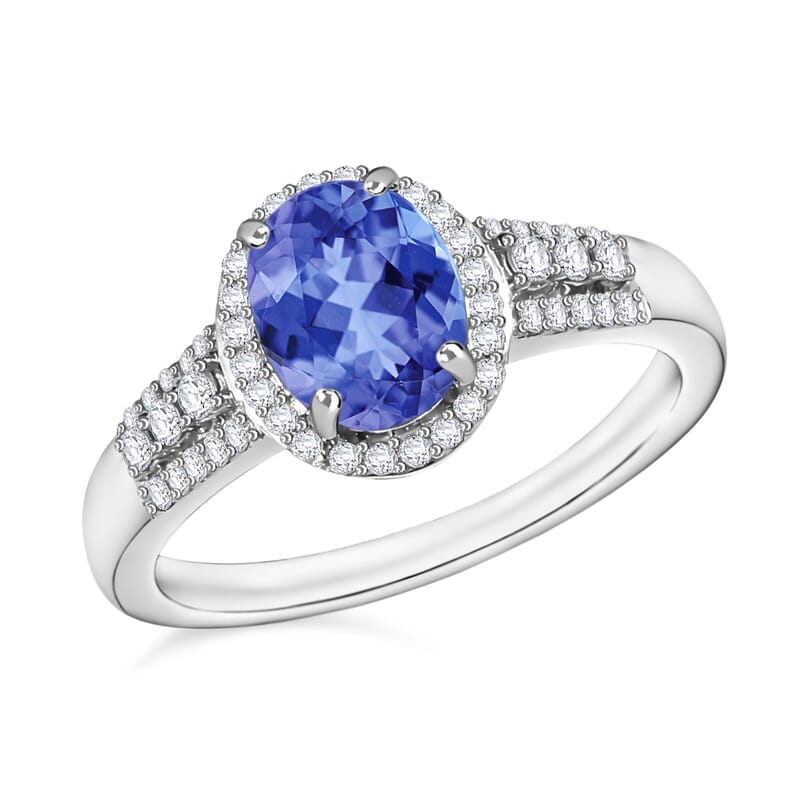 Luxoro Premium Tanzanite and G-H I1 Diamond 2.36 ctw Ring in 14K White Gold (Size 10) 4.7 Grams