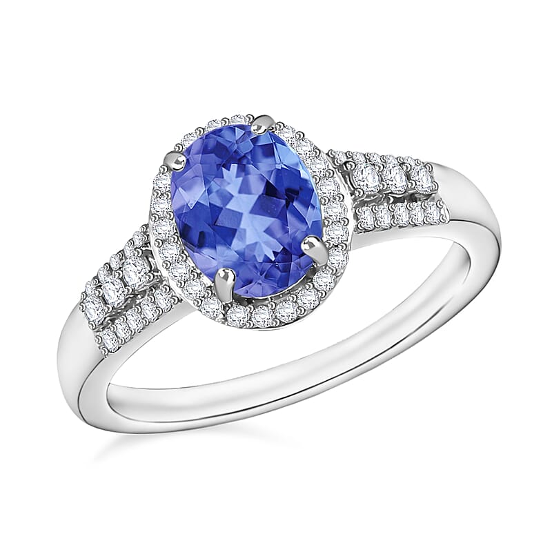 Luxoro Premium Tanzanite and G-H I1 Diamond 2.36 ctw Ring in 14K White Gold (Size 10) 4.7 Grams