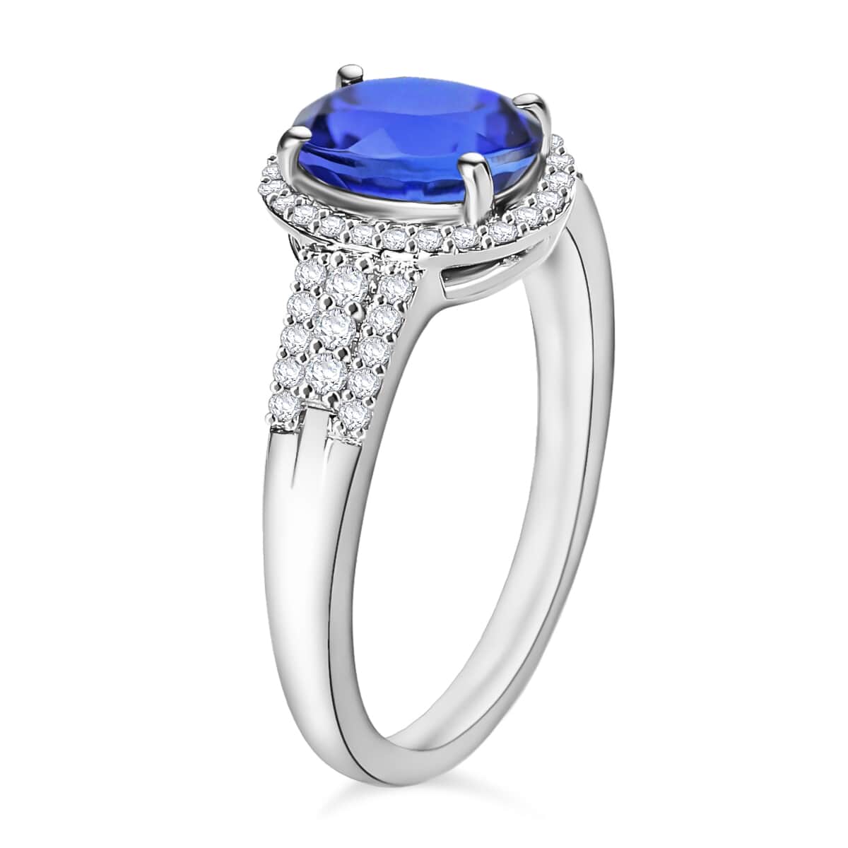 Luxoro Premium Tanzanite and G-H I1 Diamond Ring in 14K White Gold (Size 10.0) 2.36 ctw image number 2