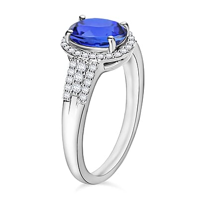 Luxoro Premium Tanzanite and G-H I1 Diamond 2.36 ctw Ring in 14K White Gold (Size 10) 4.7 Grams