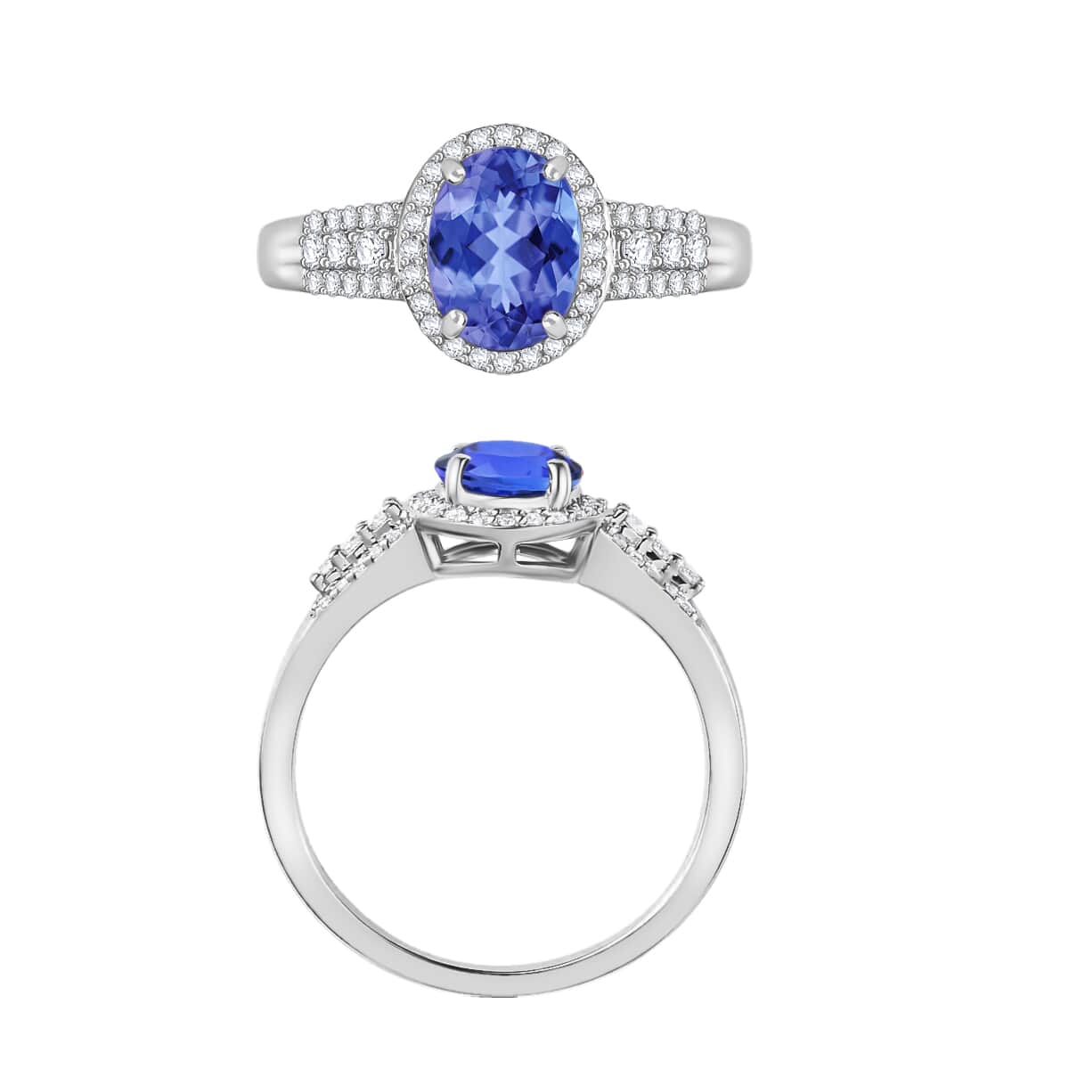 Luxoro Premium Tanzanite and G-H I1 Diamond Ring in 14K White Gold (Size 10.0) 2.36 ctw image number 3