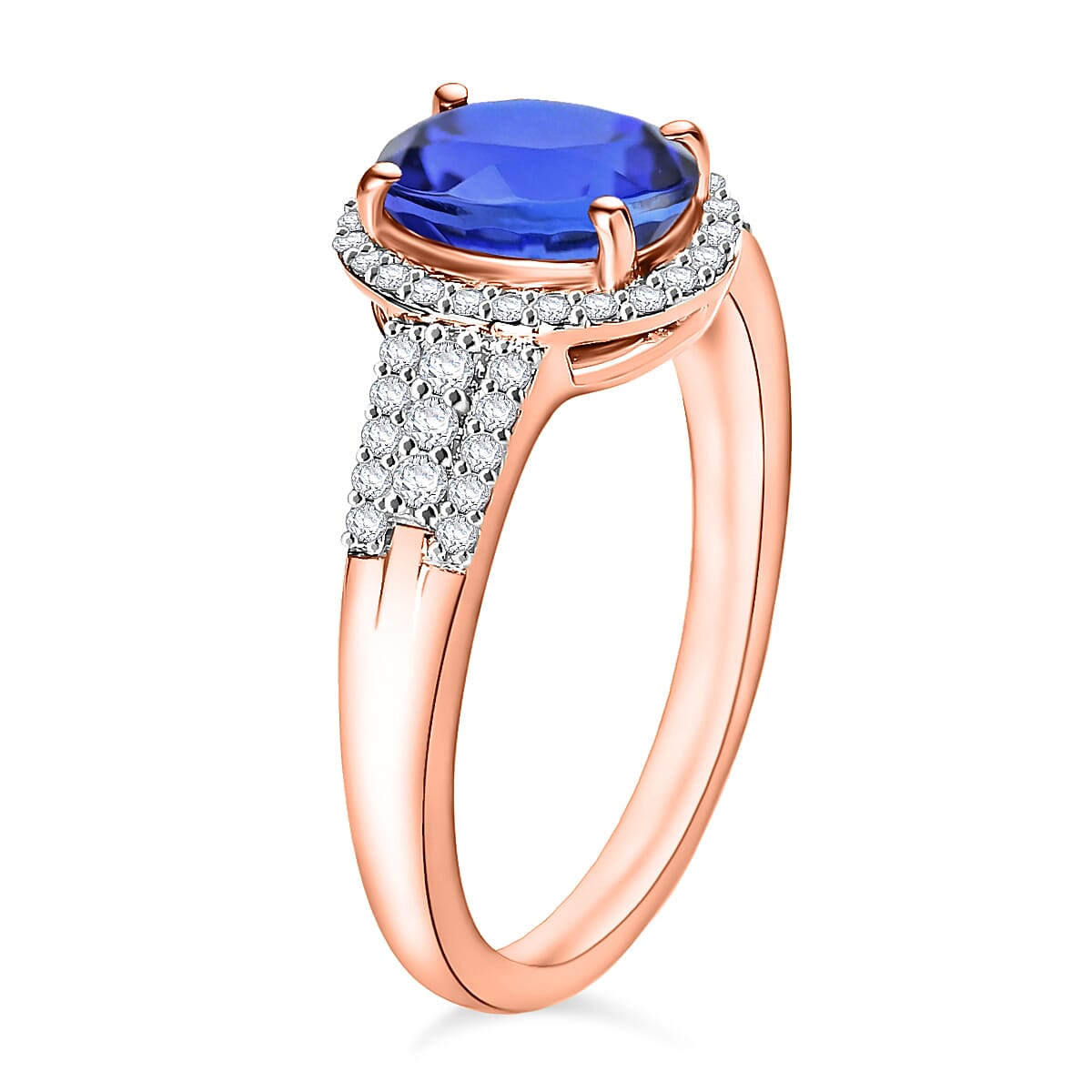 Luxoro Premium Tanzanite and G-H I1 Diamond 2.36 ctw Ring in 14K Rose Gold (Size 10.5) (Del. in 10-12 Days) image number 2