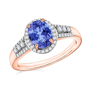 Luxoro Premium Tanzanite and G-H I1 Diamond 2.36 ctw Ring in 14K Rose Gold (Size 11.5) (Del. in 10-12 Days)