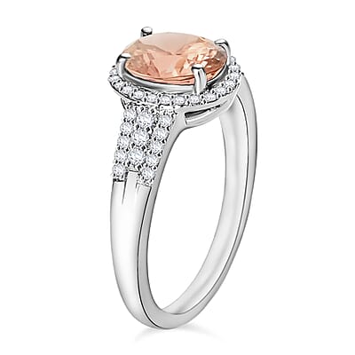 Luxoro Premium Marropino Morganite and G-H I1 Diamond 2.76 ctw Ring in 14K White Gold (Size 10.0) 4.7 Grams