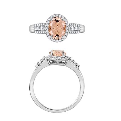 Luxoro Premium Marropino Morganite and G-H I1 Diamond 2.76 ctw Ring in 14K White Gold (Size 10.0) 4.7 Grams
