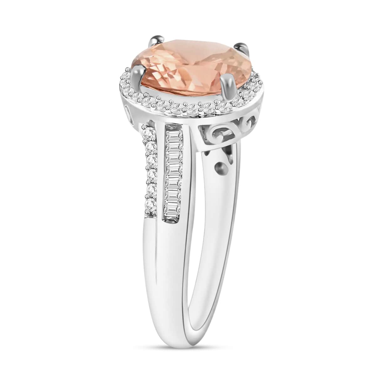 Luxoro Premium Marropino Morganite and G-H I1 Diamond 2.68 ctw Ring in 14K White Gold (Size 10.0) image number 2