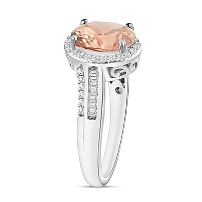 Luxoro Premium Marropino Morganite and G-H I1 Diamond 2.68 ctw Ring in 14K White Gold (Size 10.0) 6 Grams