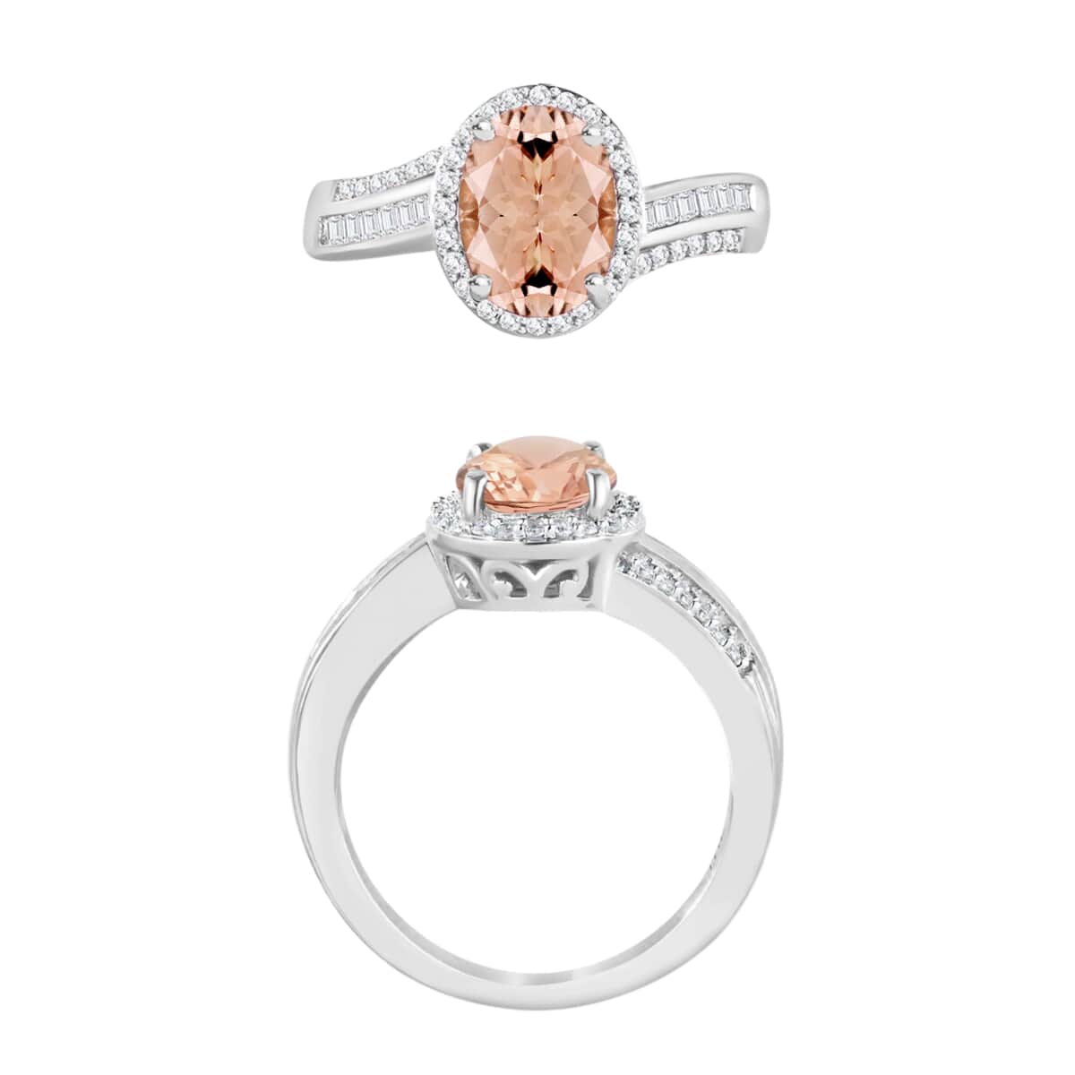 Luxoro Premium Marropino Morganite and G-H I1 Diamond 2.68 ctw Ring in 14K White Gold (Size 10.0) image number 3