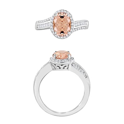 Luxoro Premium Marropino Morganite and G-H I1 Diamond 2.68 ctw Ring in 14K White Gold (Size 10.0) 6 Grams