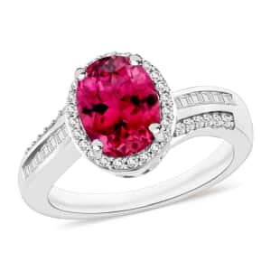 Luxoro Premim Ouro Fino Rubellite and G-H I1 Diamond Ring in 14K White Gold (Size 10.0) 2.68 ctw