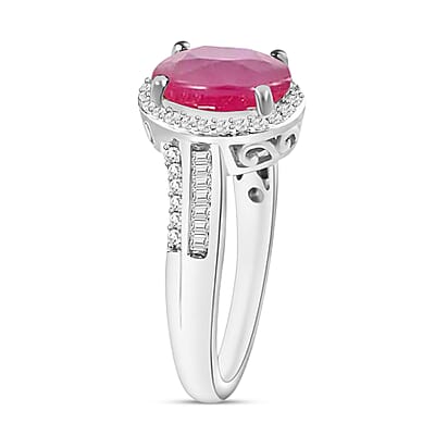 Luxoro Premium Mozambique Ruby and G-H I1 Diamond 2.88 ctw Ring in 14K White Gold (Size 10.0) 6 Grams
