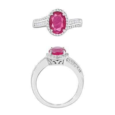 Luxoro Premium Mozambique Ruby and G-H I1 Diamond 2.88 ctw Ring in 14K White Gold (Size 10.0) 6 Grams
