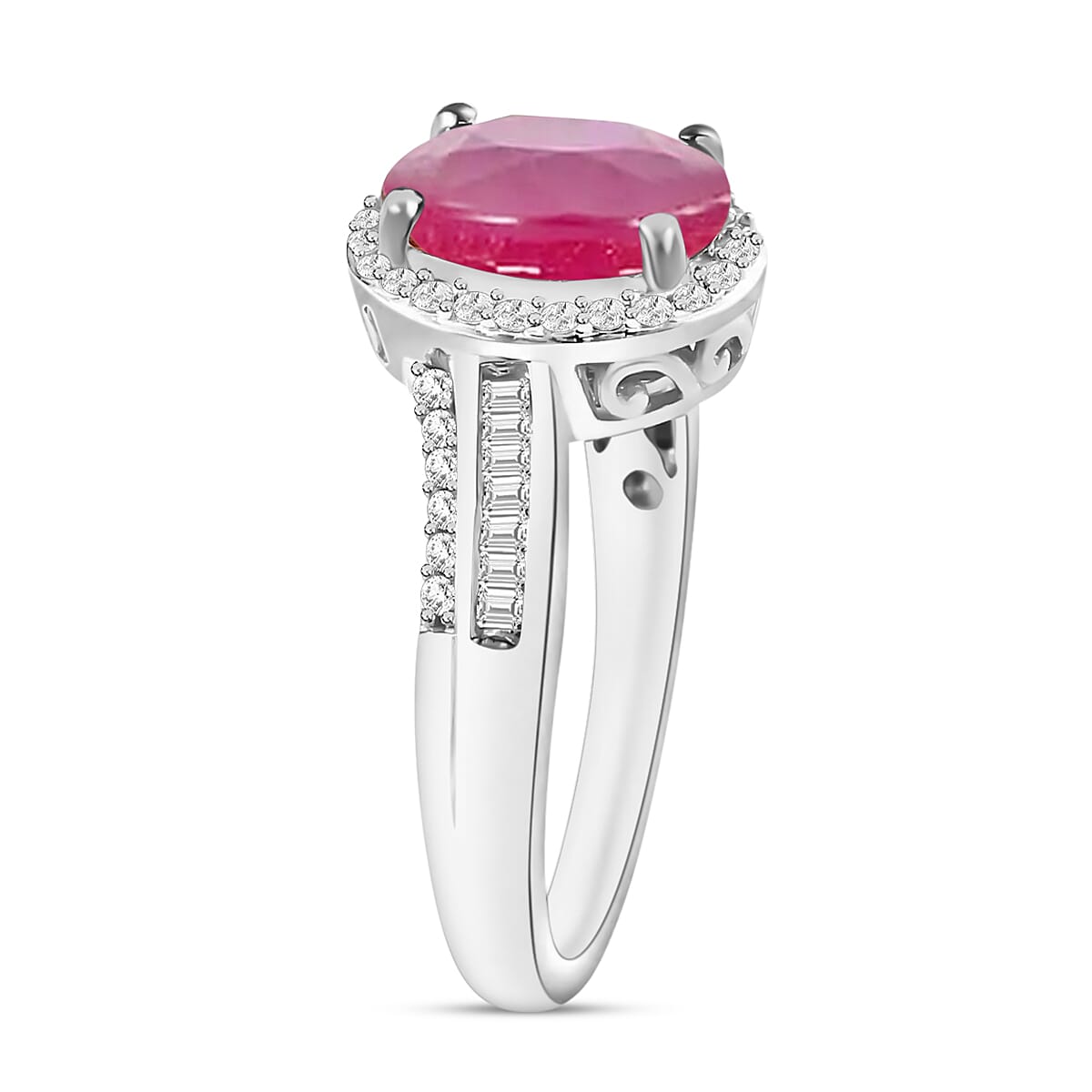 Luxoro Premium Mozambique Ruby and G-H I1 Diamond 2.88 ctw Ring in 14K White Gold (Size 11.0) 6 Grams