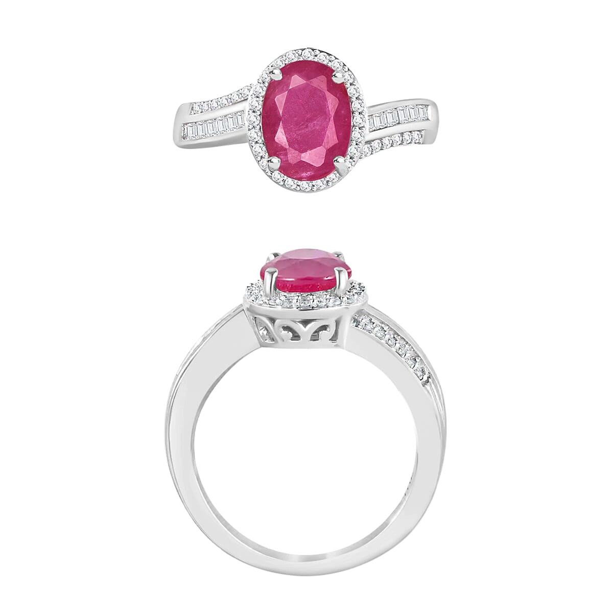 Luxoro Premium Mozambique Ruby and G-H I1 Diamond 2.88 ctw Ring in 14K White Gold (Size 11.0) 6 Grams