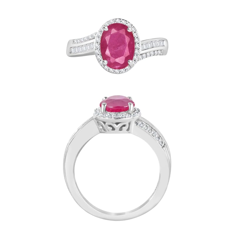 Luxoro Premium Mozambique Ruby and G-H I1 Diamond 2.88 ctw Ring in 14K White Gold (Size 11.0) 6 Grams