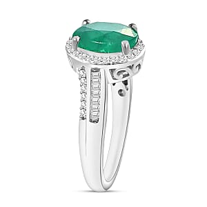 Luxoro Premium Kagem Zambian Emerald and G-H I1 Diamond 2.08 ctw Ring in 14K White Gold (Size 10.0) (Del. in 10-12 Days)