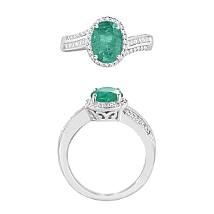 Luxoro Premium Kagem Zambian Emerald and G-H I1 Diamond 2.08 ctw Ring in 14K White Gold (Size 10.0) (Del. in 10-12 Days)