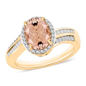 Luxoro Premium Pink Morganite and G-H I1 Diamond 2.08 ctw Ring in 14K Yellow Gold (Size 10.0)