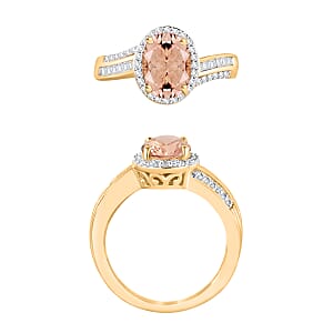 Luxoro Premium Pink Morganite and G-H I1 Diamond 2.08 ctw Ring in 14K Yellow Gold (Size 10.0) (Del. in 10-12 Days)