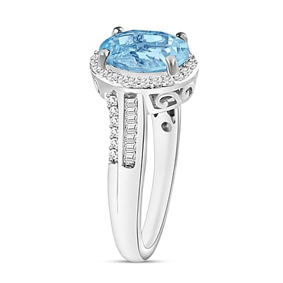 Luxoro Premium Mangoro Aquamarine and G-H I1 Diamond 2.00 ctw Ring in 14K White Gold (Size 10.0) 6 Grams