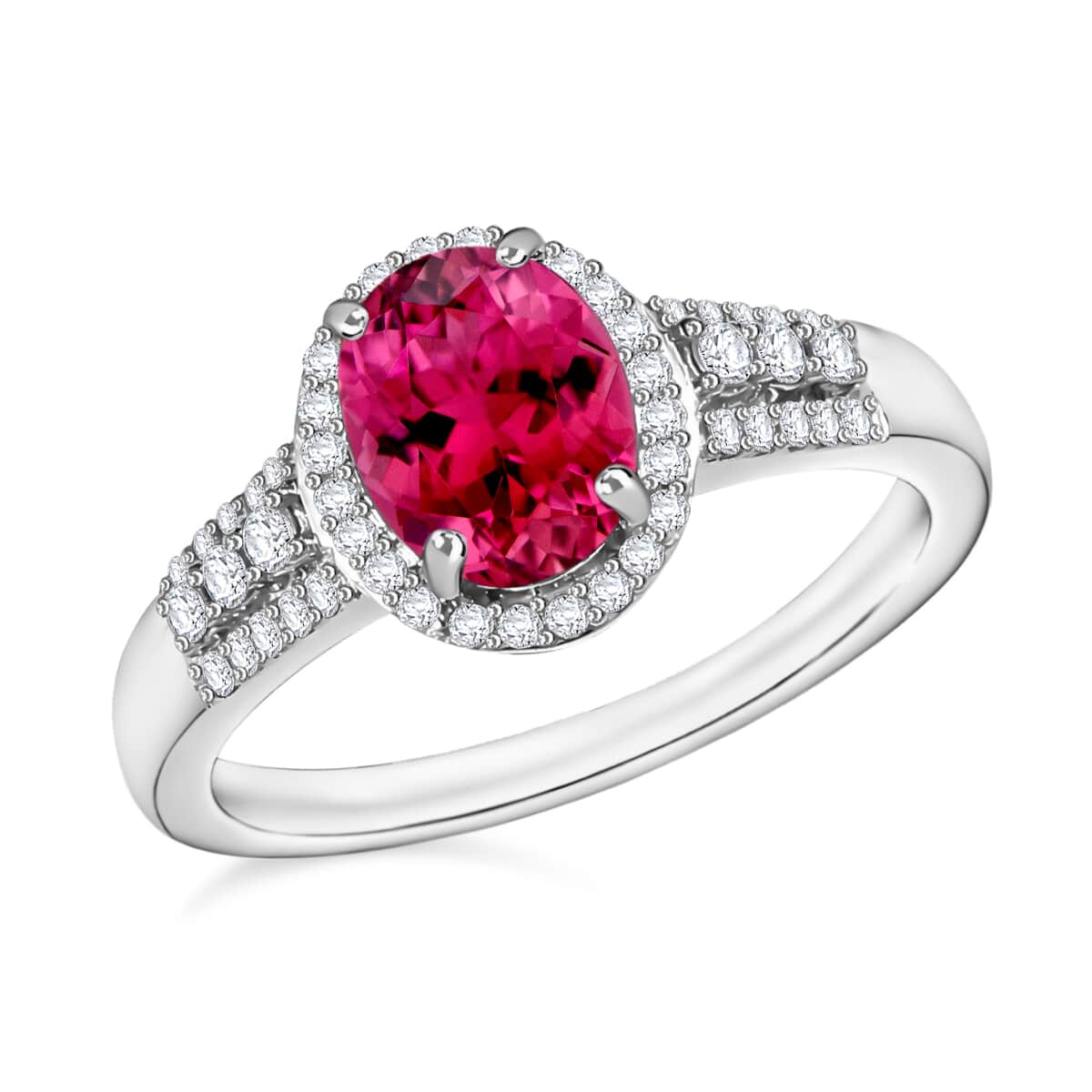 Luxoro Premium Ouro Fino Rubellite and G-H I1 Diamond 2.76 ctw Ring in 14K White Gold 2 image number 0