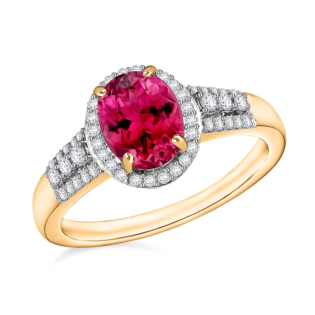 Luxoro Premium Ouro Fino Rubellite and G-H I1 Diamond 2.76 ctw Ring in 14K Yellow Gold (Size 10.5) image number 0