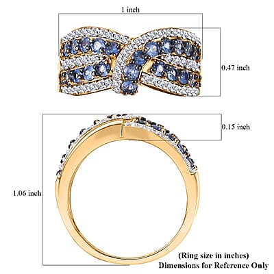 Ceylon Blue Sapphire and White Zircon 2.50 ctw Mystic Elegance Ring in 18K Vermeil Yellow Gold Over Sterling Silver (Size 5.0)