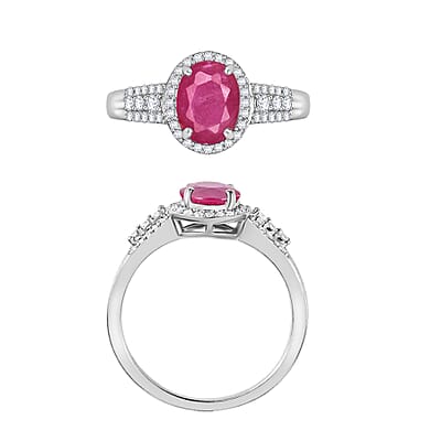 Luxoro Premium Mozambique Ruby and G-H I1 Diamond 2.96 ctw Ring in 14K White Gold (Size 10.0) 4.7 Grams