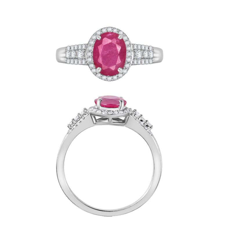Luxoro Premium Mozambique Ruby and G-H I1 Diamond 2.96 ctw Ring in 14K White Gold (Size 10.0) 4.7 Grams