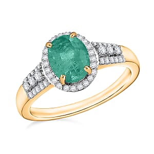 Luxoro Premium Kagem Zambian Emerald and G-H I1 Diamond 2.16 ctw Ring in 14K Yellow Gold (Size 6.0) (Del. in 10-12 Days)