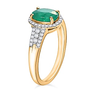 Luxoro Premium Kagem Zambian Emerald and G-H I1 Diamond 2.16 ctw Ring in 14K Yellow Gold (Size 6.0) (Del. in 10-12 Days)