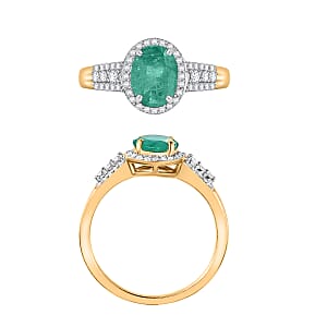 Luxoro Premium Kagem Zambian Emerald and G-H I1 Diamond 2.16 ctw Ring in 14K Yellow Gold (Size 6.0) (Del. in 10-12 Days)