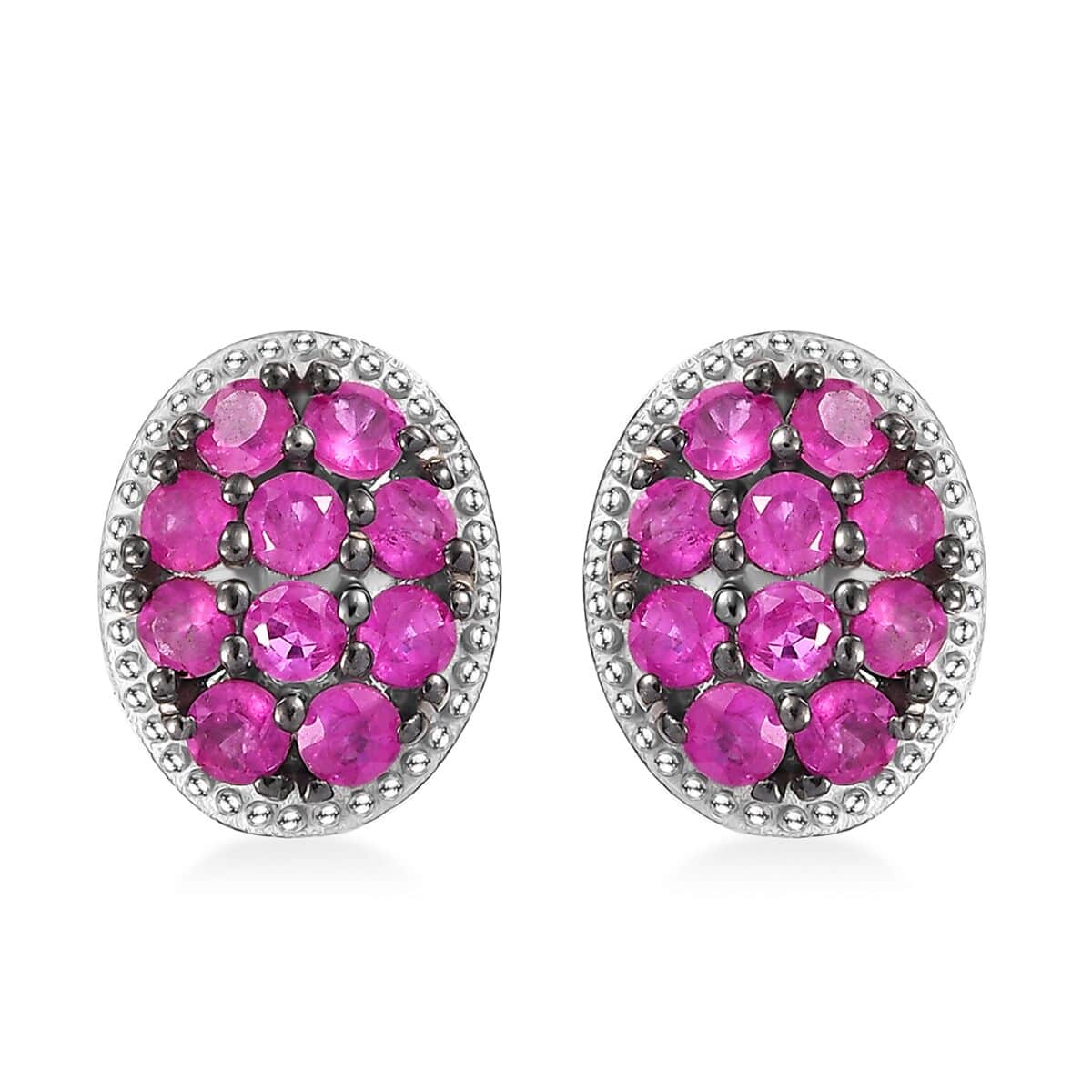 Premium Mozambique Pink Sapphire 2.20 ctw Blooming Earrings in Rhodium Over Sterling Silver image number 0