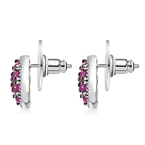 D'Joy Premium Mozambique Pink Sapphire 2.20 ctw Blooming Earrings in Rhodium Over Sterling Silver