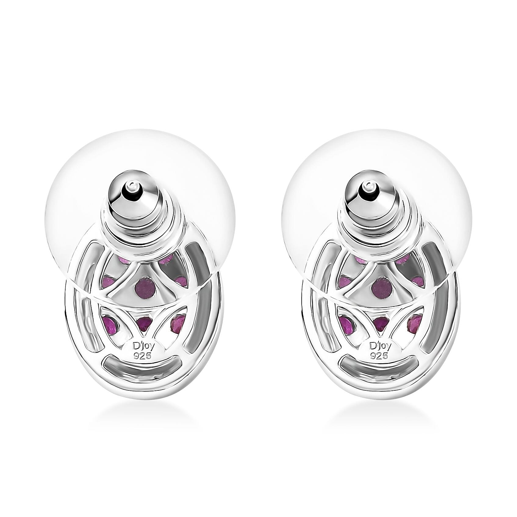 D'Joy Premium Mozambique Pink Sapphire 2.20 ctw Blooming Earrings in Rhodium Over Sterling Silver