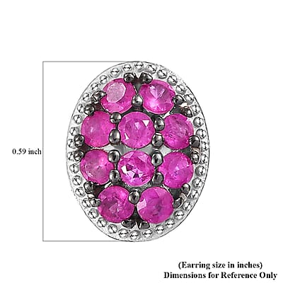D'Joy Premium Mozambique Pink Sapphire 2.20 ctw Blooming Earrings in Rhodium Over Sterling Silver