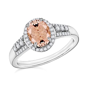 Luxoro Premium Pink Morganite and G-H I1 Diamond 2.16 ctw Ring in 14K White Gold (Size 10.0)