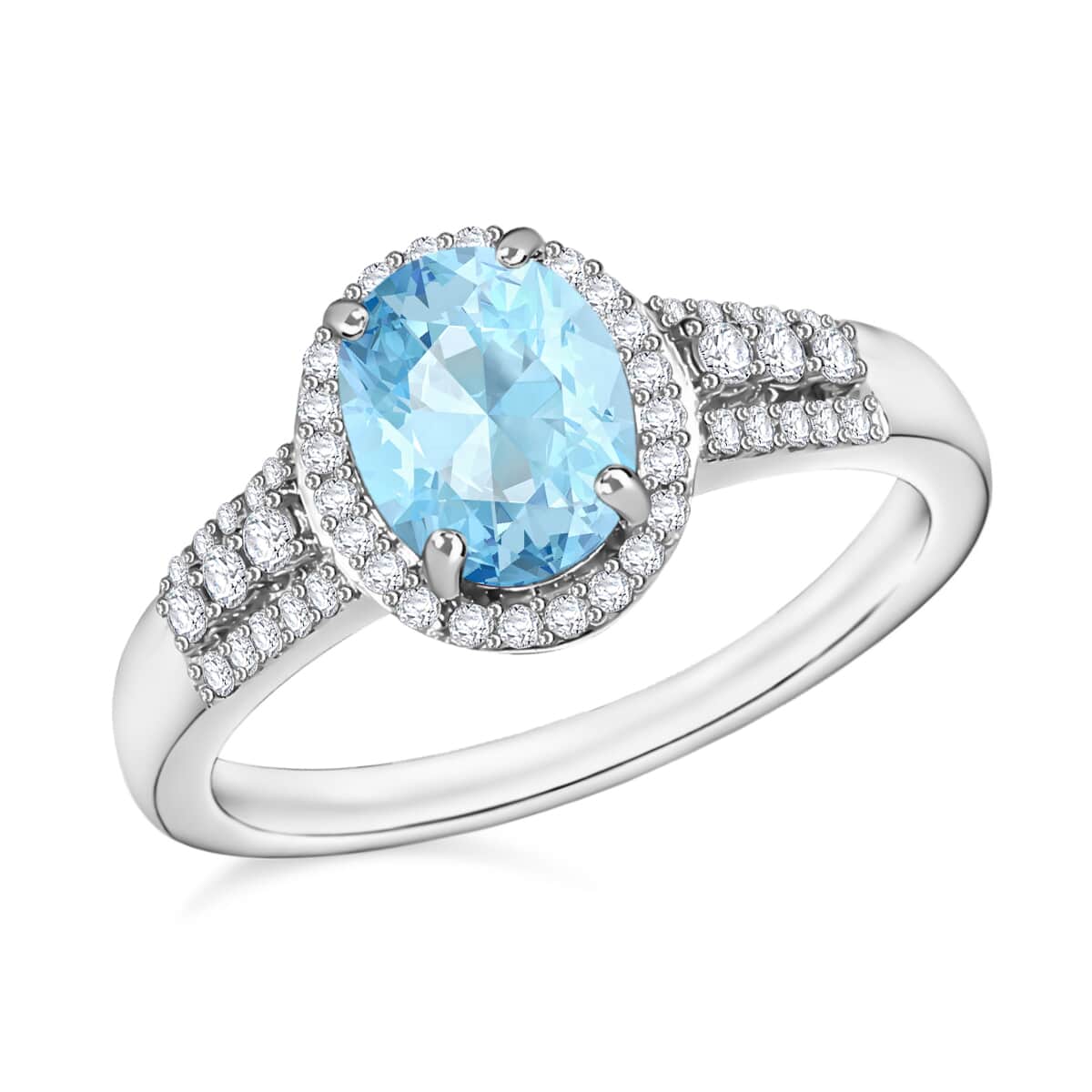 Luxoro Premium Mangoro Aquamarine and G-H I1 Diamond Ring in 14K White Gold (Size 10.5) 2.06 ctw image number 0