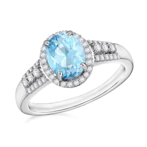 Luxoro Premium Mangoro Aquamarine and G-H I1 Diamond 2.06 ctw Ring in 14K White Gold (Size 10) 2