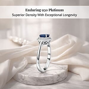 Certified & Appraised Rhapsody AAAA Ceylon Blue Sapphire and E-F VS Diamond 1.30 ctw Ring in 950 Platinum (Size 10.0) 5.10 Grams
