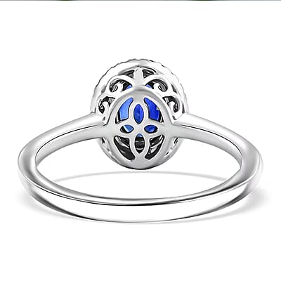 Certified & Appraised Rhapsody AAAA Ceylon Blue Sapphire and E-F VS Diamond 1.30 ctw Ring in 950 Platinum (Size 10.0) 5.10 Grams