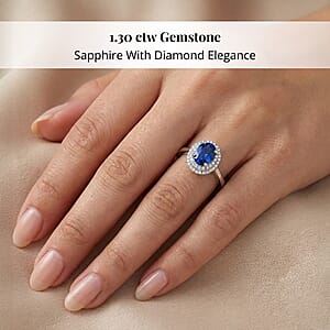  Rhapsody AAAA Ceylon Blue Sapphire and E-F VS Diamond 1.30 ctw Ring in 950 Platinum (Size 7.0) 5.10 Grams