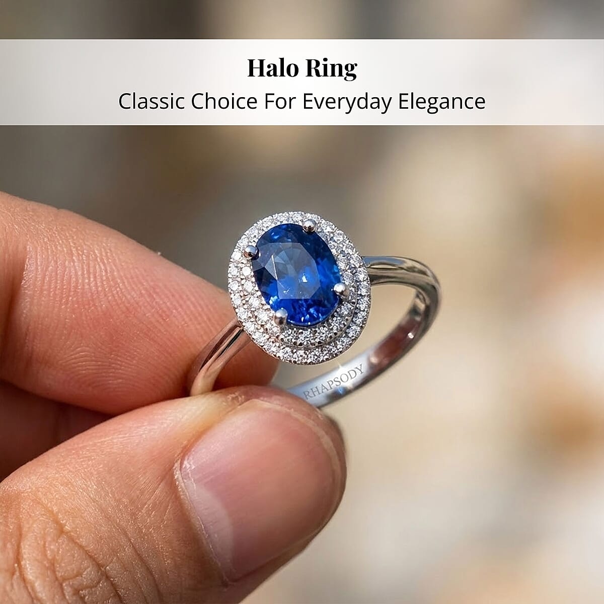  Rhapsody AAAA Ceylon Blue Sapphire and E-F VS Diamond 1.30 ctw Ring in 950 Platinum (Size 7.0) 5.10 Grams image number 4